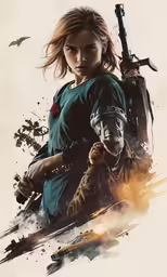a poster that looks like a woman with guns