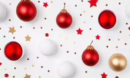 a photo of some red and white ornaments