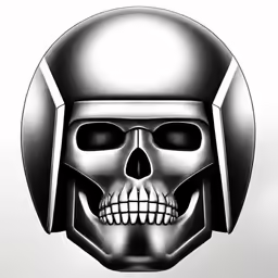 a 3d photo of a skull wearing a helmet