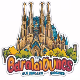 a sticker with the text bara abaooves and a castle on it