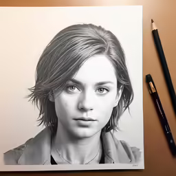 an image of a pencil drawing of a girl with short hair