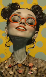 a very strange person with some red glasses