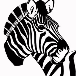 the head of a zebra with a striped mane