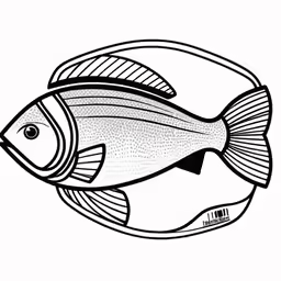 black and white fish on a circular plate