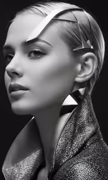 a woman with large earrings on her face