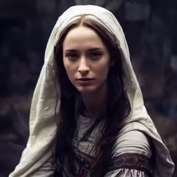 woman with long dark hair in a hooded hood