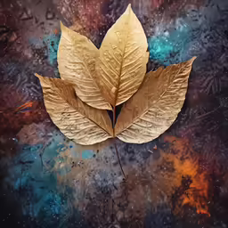 an arrangement of leaves laying on some kind of material
