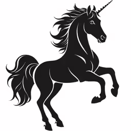 an unicorn is standing on his hind legs