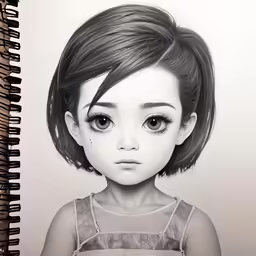 a girl in front of a spiral notebook