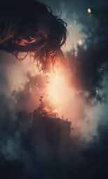 a movie poster of a sky with a cross and clouds