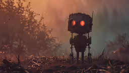 some strange little robot with eyes that are glowing