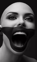 a woman with a tape across her mouth