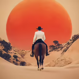 the image is depicting a person on a horse