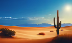 a cactus is in the sand near a desert