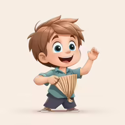 a kid is happy about that a new fan