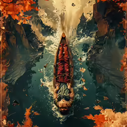 a man in a canoe on an ocean