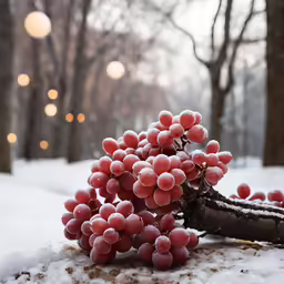 snow and small, clustering berries fill the image