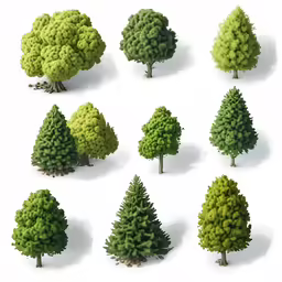 a group of trees placed in various rows