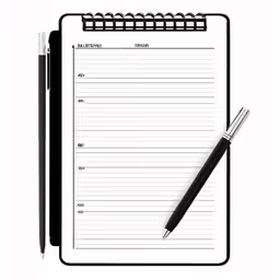 a notepad with a pen next to it