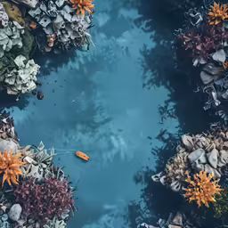 the top view of a patch of blue water in the ocean