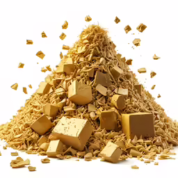 a pile of chips falling out of a pile