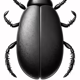 a black beetle on a white background