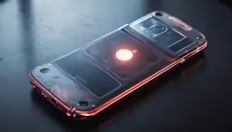 a cell phone with a bright light inside of it
