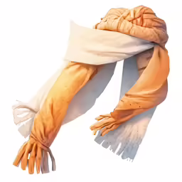 a scarf on a white surface with a tan color