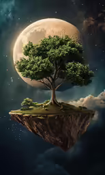 the tree is growing from the ground