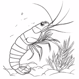 a drawing of a shrimp in the water