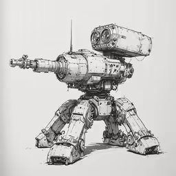 a giant robot drawn on a white paper