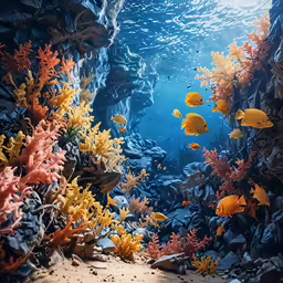 an underwater coral reef with a variety of sea life