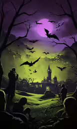 some people standing in the grass watching bats