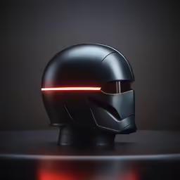 the helmet, glowing, has been placed in front of the camera