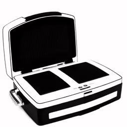 an open box with two separate compartments and the lid opened