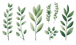 an illustration of leafy stems in a row