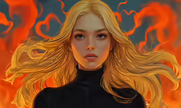 a digital painting of a young blonde woman