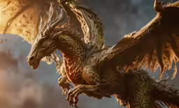 a golden dragon is sitting outside on some sort of standup