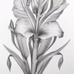 black and white photograph of a flower that is growing