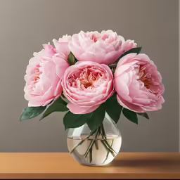a vase with some pink flowers in it