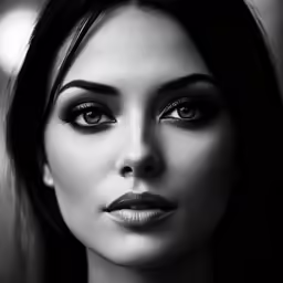 a woman with makeup and hair wearing some big eyeliners