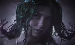 the dark haired girl is in a very wet area