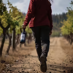 person walking down a dirt path in the woods