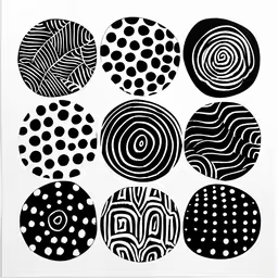 black and white art prints of circles on paper,black and white artwork with circles