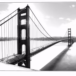 a black and white photo of the golden gate bridge