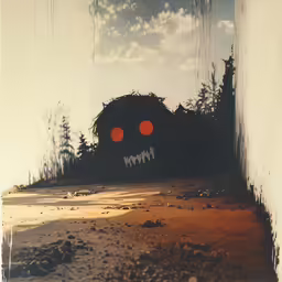there is a very scary face in the middle of the photo