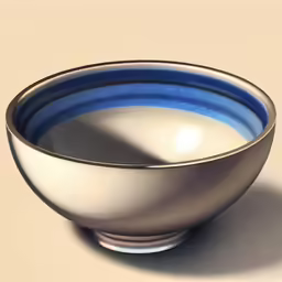 this bowl has been drawn and painted to look like it is in a blue and white bowl