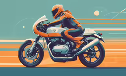 a person in orange and black outfit riding on a motorcycle