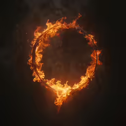 fire burning within a circular shape in the dark