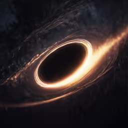 a bright black hole with a ring around it